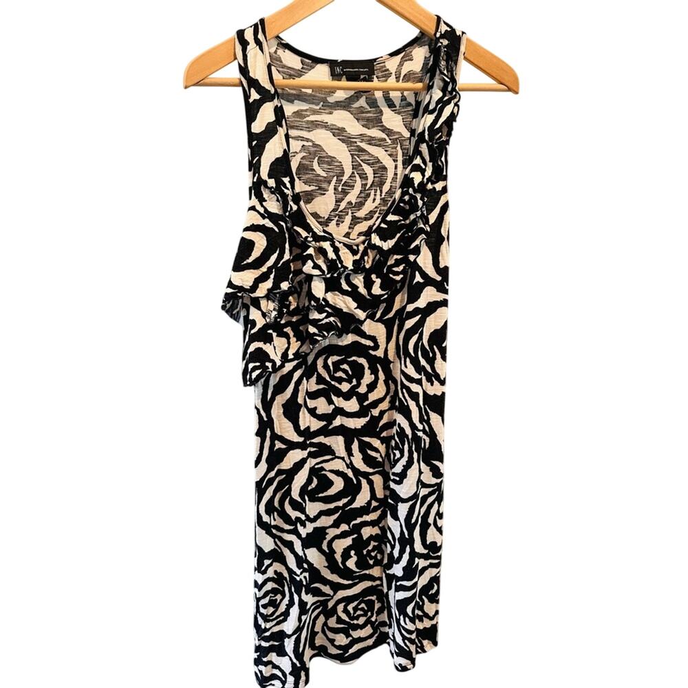 INC International Concepts Large Taupe/Black Abstract Floral Sleeveless‎ Dress